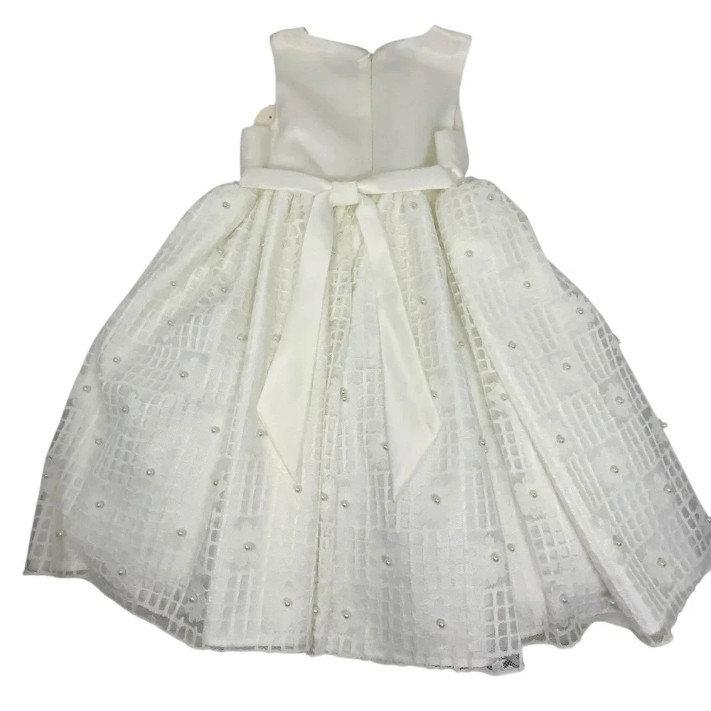American Princess Girls White Dress‎ With Pearls Lace Crinoline Size 4 Holiday